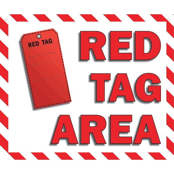 5S Red Tag Area Sign Aluminum Hanging Sign V4 22in x 18in